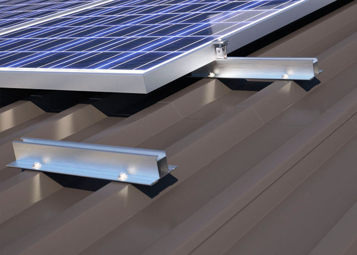 Hệ thống giá đỡ năng lượng mặt trời đường sắt mini cho mái kim loại