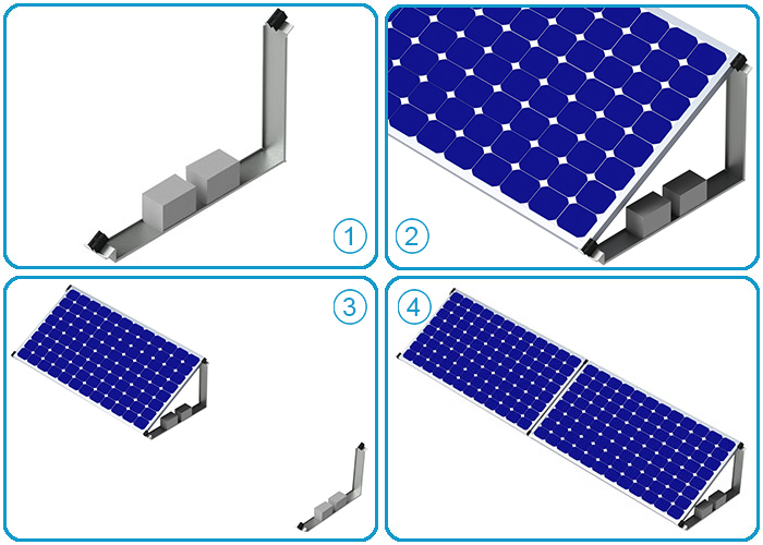 Low ballasted aluminum pv mounting system
