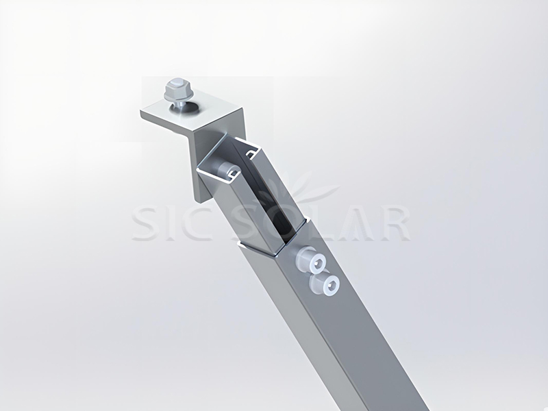 Adjutable tilt leg with rail solution