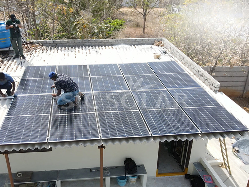 solar panels on metal roof