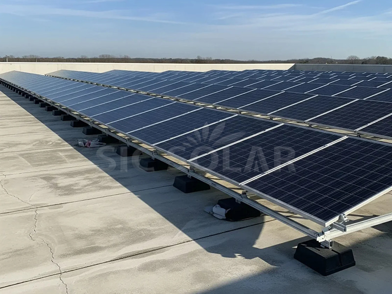 200KW Flat Roof Concrete Solar Mounting System In