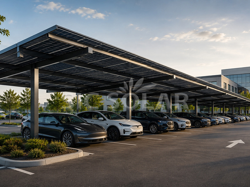 Hệ thống giá đỡ bãi đỗ xe năng lượng mặt trời 200KW tại Hoa Kỳ